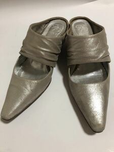 gig FLOCE silver sandals 23.5 USED* lady's sandals * pumps * slip-on shoes type sandals * for summer sandals *...* same window .* Western-style clothes 