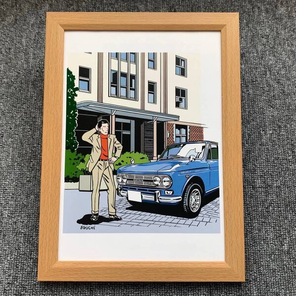 ■江口寿史『大統領の密使/大統領の晩餐』B5サイズ 額入り 貴重イラスト 印刷物 ポスター風デザイン 額装品 アートフレーム 小林信彦