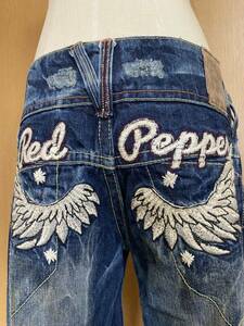 *RED PEPPER красный перец перо вышивка Denim джинсы 29 размер *