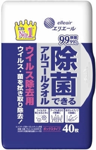 まとめ得 エリエール除菌できるアルコールタオルウイルス除去用ボックス本体４０枚 ウェットティッシュ x [4個] /h