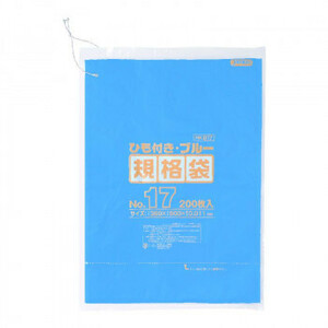 ジャパックス HD規格袋 厚み0.010～0.012mm No.17 ひも付き 青 200枚×5冊×3箱 HKB17 /a