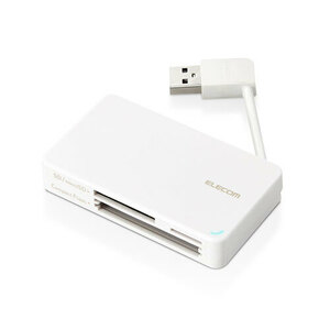 【5個セット】 エレコム USB2.0対応メモリカードリーダー/ケーブル収納型タイプ 約6cm ホワイト MR-K304WHX5 /l