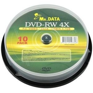 【10枚×5セット】 磁気研究所 DVD-RW 4.7GB スピンドル データ用 4倍速対応 メーカーレーベル MR.DATA DVD-RW47 4X10PSX5 /l