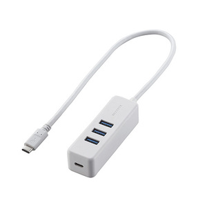 まとめ得 エレコム USB Type C ハブ/USB3.1(Gen1)/USB-Aメス3ポート/PD対応Type-C1ポート/ケーブル30cm/ホワイト U3HC-T431P5WH x [2個] /l