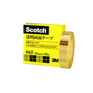 3M Scotch Scotch transparent both sides tape 18mm×30m 3M-665-1-18 /l