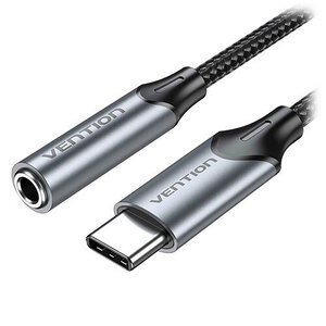 VENTION USB-C Male to 3.5Mm イヤホンジャック 変換ケーブル DAC アダプター 0.1m Gray アルミニウム合金 BG-5916 /l
