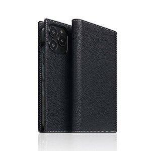 まとめ得 SLG Design Full Grain Leather Case for iPhone 14 Pro ブラックブルー 手帳型 SD24331i14PBB x [2個] /l