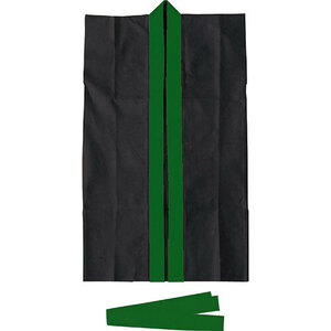 【20個セット】 ARTEC ロングハッピ不織布 黒(緑襟)S(ハチマキ付) ATC3263X20 /l