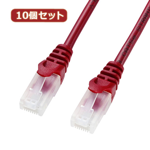 まとめ得 10個セットサンワサプライ ツメ折れ防止CAT5eLANケーブル 3m レッド LA-Y5TS-03RX10 x [2個] /l