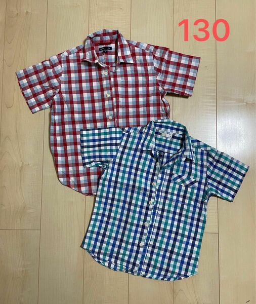 子ども　キッズ　男の子　半袖シャツ チェックシャツ　ユニクロ　ギャップ　GAP 130 中古　2枚セット