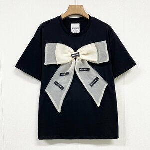 高級ヨーロッパ製※定価2万◆ブルガリア発※RISELIN 半袖Tシャツ ソフト 薄手 可愛い 蝶結び カットソー キレイめ エレガント レディース M