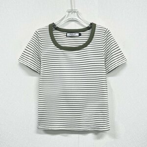 高級ヨーロッパ製※定価2万◆ブルガリア発※RISELIN 半袖Tシャツ 薄手 通気 着痩せ ボーダー柄 キレイめ サマー 定番 レディース 夏 L/48