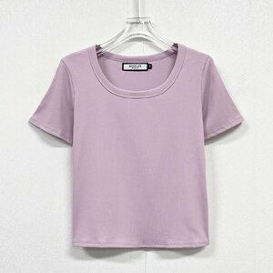 絶賛ヨーロッパ製※定価2万◆ブルガリア発※RISELIN 半袖Tシャツ 通気 薄手 スリム フィット 無地 サマーニット ショート丈 レディース L