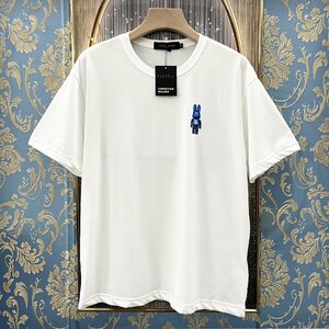 定価2万★christian milada・ミラノ発・半袖Tシャツ★コットン100％ 上品 薄手 吸汗速乾 通気 ソフト スウェット カットソー XL/50サイズ