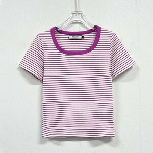 上級ヨーロッパ製※定価2万◆ブルガリア発※RISELIN 半袖Tシャツ 通気 フィット 着痩せ ボーダー柄 キレイめ サマー 定番 レディース L/48