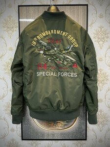  highest grade EU made & regular price 6 ten thousand *UABONI*Paris*yuaboni* flight jacket * thin MA-1 high class embroidery U.S.A.F 84 Air force 18TH bombardment group 2XL