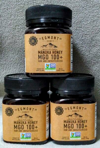 ■送料無料■3個組 エグモントハニー MGO100+ マヌカハニー 250g Egmont Honey Multifloral Manuka Honey