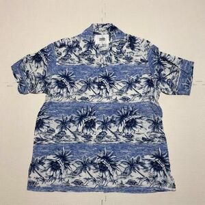 TAKEO KIKUCHI Takeo Kikuchi short sleeves shirt aloha shirt gala shirt 2 white blue rayon sea 