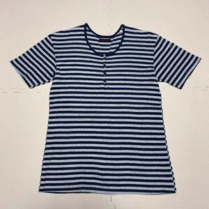 BLUE BLUE ブルーブルー ヘンリーネック 半袖Tシャツ ボーダー 2 グレー ネイビー