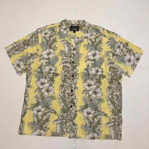 Hawaiian Reserve ハワイアンリザーブ ハワイ製 半袖シャツ アロハシャツ ガラシャツ XL 黄色 花 葉