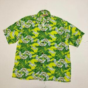 RIDE WAVE PINEAPPLE JUICE 半袖シャツ アロハシャツ ガラシャツ L 黄緑