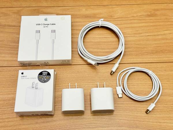 ◎美品・送料無料!APPLEアップル純正付属品お得セット USB-C電源アダプタ充電器2個・純正USB-C充電ケーブル2m・純正USB-C充電ケーブル1m