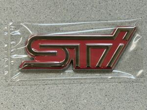 未使用 スバル STI ロゴ メタルステッカー ピンク&クロームメッキ
