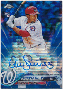 ☆ Adrian Sanchez MLB 2018 Topps Chrome RC Rookie Blue Wave Refractor Auto 150枚限定 ルーキーオート エイドリアン・サンチェス