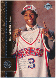* Allen Iverson NBA 1996-97 Upper Deck UD RC #91 Rookie Card rookie card a Len * Aiba -son