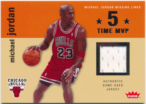 Michael Jordan NBA 2007-08 Fleer Missing Links 5 Time MVP Authentic Game-Used Jersey джерси карта Michael * Jordan 