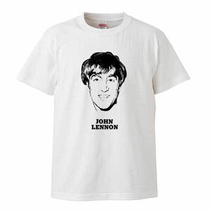 【Lサイズ 白Tシャツ】John Lennon ジョン・レノン ビートルズ BEATLES 染み込みプリント バンドTシャツ 60s レコード CD