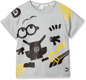 プーマ ミニオンズ コラボ ガールズ 半袖Tシャツ 104 グレー Minions 子供用 女の子 キッズ ジュニア GIRLS 送料370円