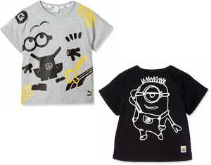 プーマ ミニオンズ コラボ キッズ 半袖Tシャツ 2枚セット 128 グレー ブラック Minions 子供用 女の子 ジュニア 送料370円