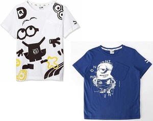 プーマ ミニオンズ コラボ キッズ 半袖Tシャツ 2枚セット 104 ホワイト ブルー Minions 子供用 男女兼用 ジュニア 送料370円