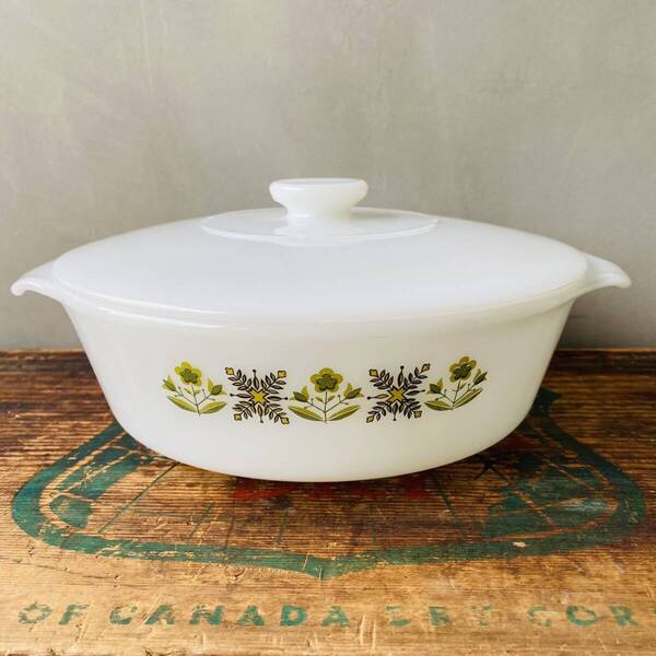 【1967-1977 USA vintage】Fire-King casserole ファイヤーキング キャセロール メドウグリーン