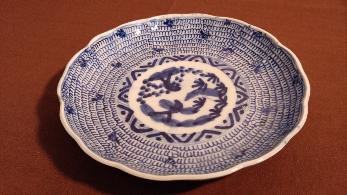 古伊万里 伊万里 染付 蛸唐草 唐草文 中皿 菓子皿 5客 江戸時代中期