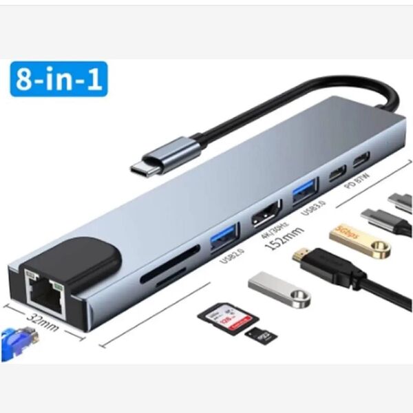 USB 3.0ハブフィット 8ポートドックステーション RJ45 HDMI