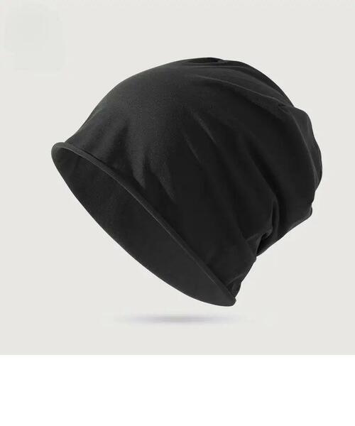 【ビーニー】男女兼用《黒》薄手ニット帽　帽子　医療用　通気性　サマーキャップ