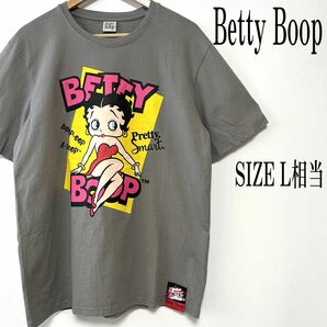 Betty Boop ベティブープ 半袖 プリント Tシャツ グレー L相当