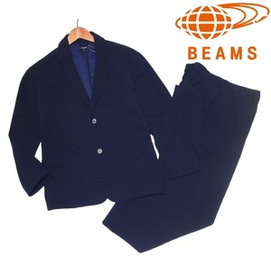 新品! BEAMS HEART 2B カジュアル セットアップ リラックス スーツ ネイビー (XL) ☆ ビームスハート メンズ ジャージ素材 ストレッチ LL