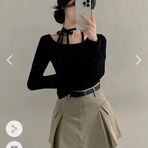 ホルダーストラップ長袖Tシャツ 黒