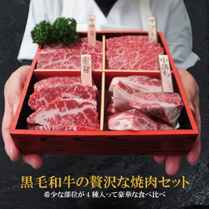 最高級黒毛和牛A5等級 4点盛り焼肉セット400ｇ冷凍 2セット購入でお肉増量中 贈答品 父の日 母の日