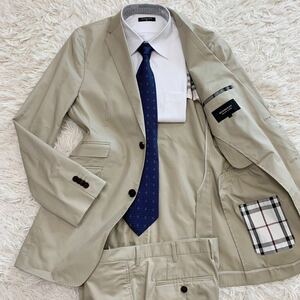 希少L!バーバリーブラックレーベル【圧倒的高級感】BURBERRY BLACK LABEL スーツ セットアップ ベージュ ノバチェック裏地 2B 背抜き 