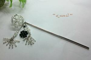 yu.kila! square dome & fringe style. .[ ornamental hairpin ] silver & pearl ③