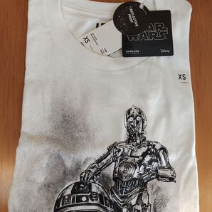 半袖 Tシャツ スター・ウォーズ R2-D2 C-3PO 反射プリント ホワイト XSサイズ 絶版 Tshirt STARWARS