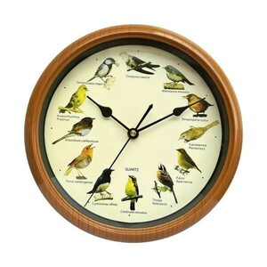 壁掛け時計 ラウンドクロック ホームデコレーション 鳥のさえずり目覚まし時計 10インチ 歌う鳥の壁時計 記念日 ホリデーオーナメント用