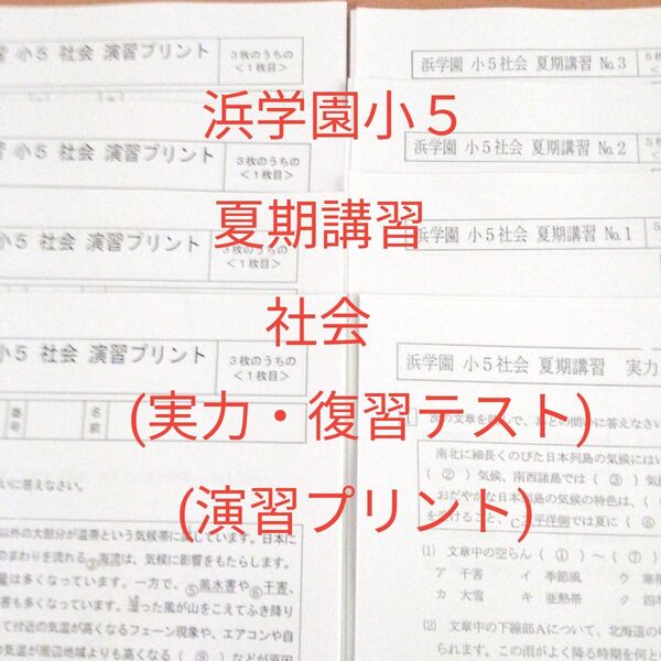 浜学園小5 夏期講習 社会 復習テスト