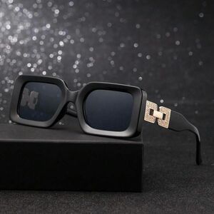 【新品】サングラス 偏光レンズ オシャレ メガネ 眼鏡 ケース付 Y2K ブラック UVカット 反射防止 スクエア 大人 メンズ レディース kh-p-1