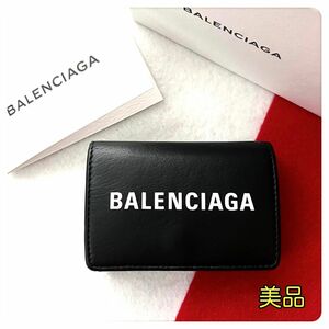 美品　BALENCIAGAバレンシアガ財布三つ折りエブリディミニウォレット　黒 三つ折り