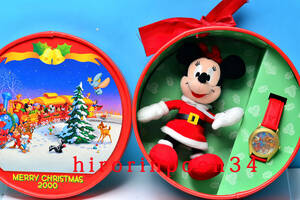  не использовался Disney магазин 2000 год Рождество Minnie Mouse наручные часы + мягкая игрушка Disney время ограничено товар 